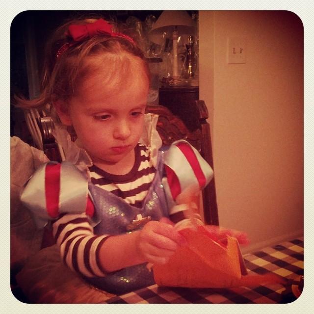 She loves opening Halloween cards&#8230;.